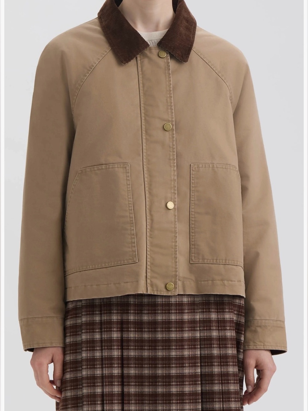 Hunter NWT Women's Corduroy Collar Raglan Sleeve Cotton Barn Jacket Size Medium